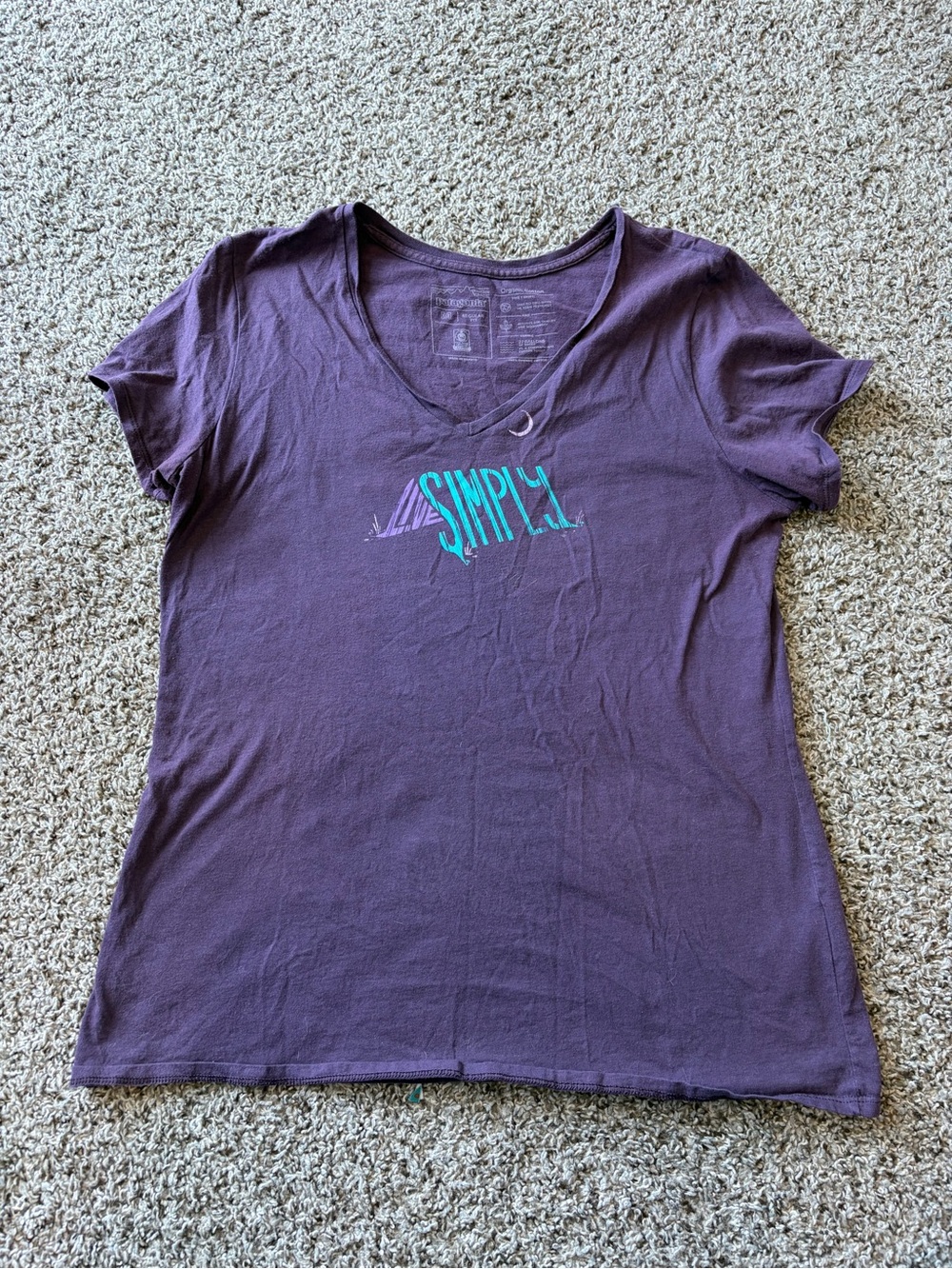 Patagonia Live Simply Purple V-Neck Women's Tee